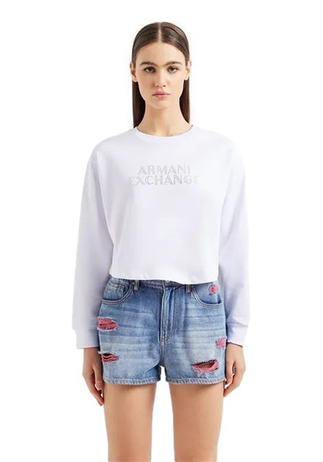 Cropped sweatshirt with logo in ASV organic cotton ARMANI EXCHANGE | sweaters | 3DYM90 YJFHZ1000